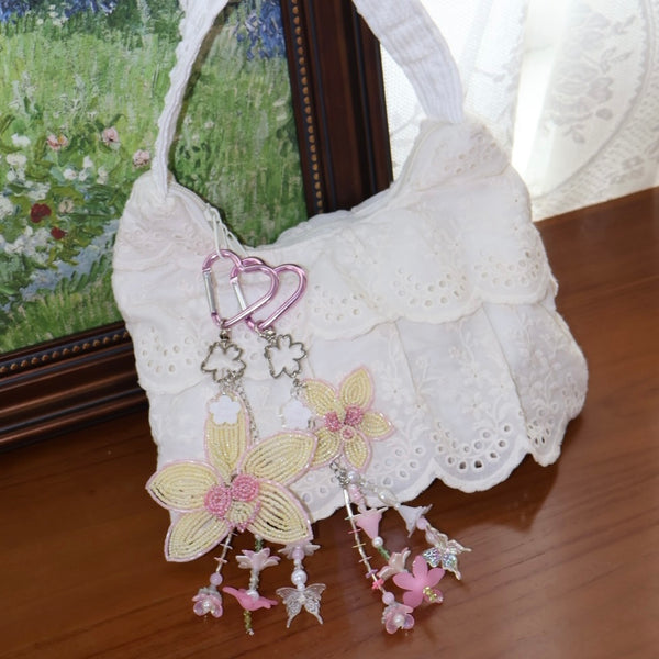 Mini Beaded WildFlower Bag Charm